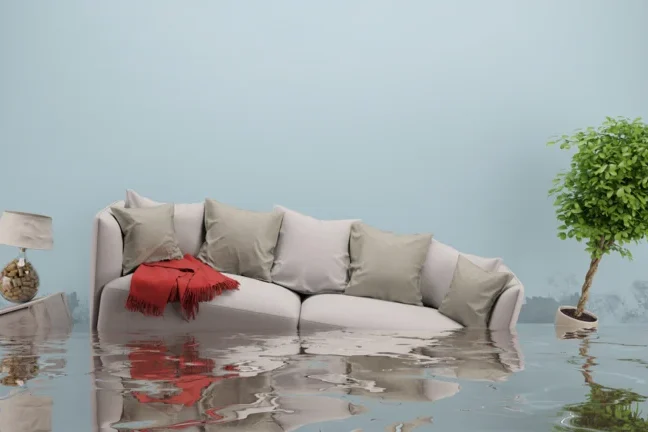 Living room flooded