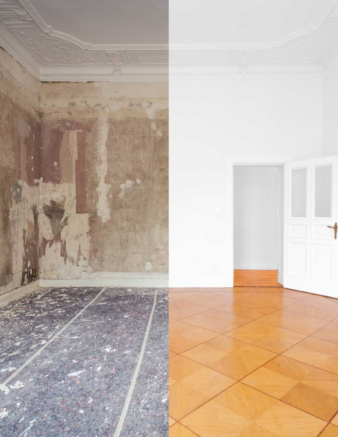 Before and after a home restoration