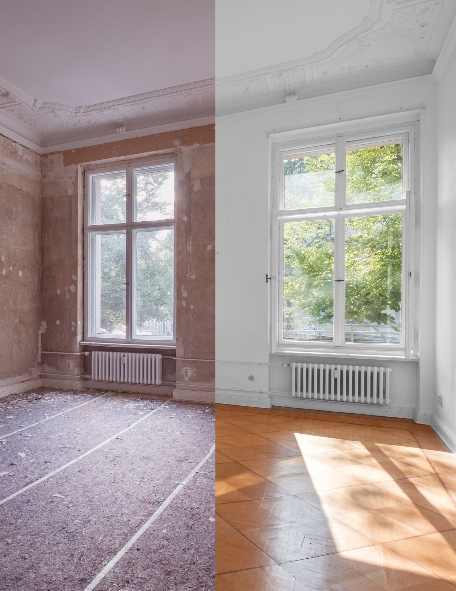 Apartment before and after renovation